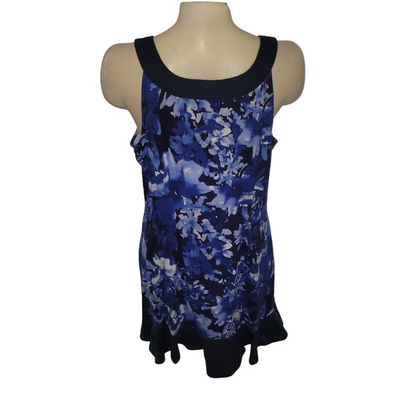 Tommy Bahama Blue Floral Sleeveless Dress‎ With Ruffle Hem Size M - Picture 5 of 7